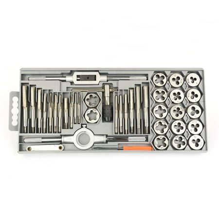 BIG HORN 40 Piece Carbon Steel SAE Tap and Die Set 19265